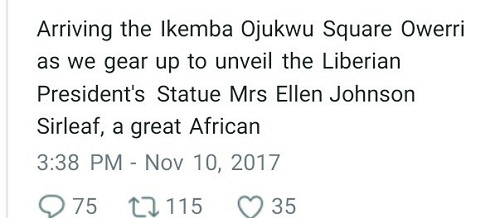 Gov. Rochas Shocks The Entire Nation, Reveals Why He Erected Statues Of African Leaders Shortly  After Unveiling Statue Liberia’s President