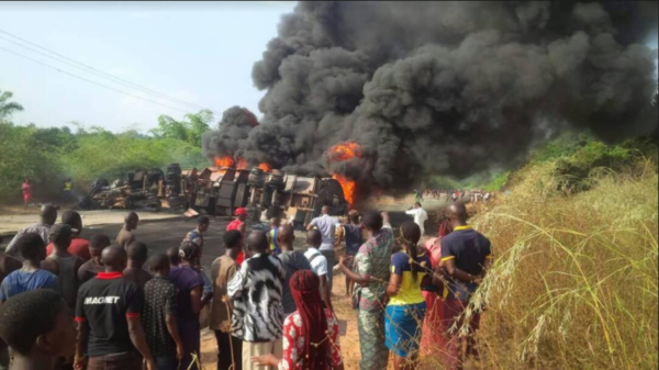 Endless Tears As Tanker Falls, Catches Fire And Claims The Lives Of All Passengers In A Bus In Imo State [Photos]