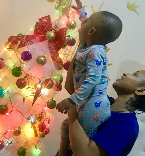 Tonto Dikeh And Her Son Decorate Their Christmas Tree At Home [Photos]