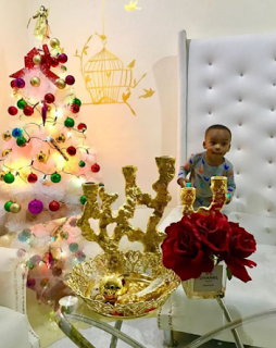 Tonto Dikeh And Her Son Decorate Their Christmas Tree At Home [Photos]