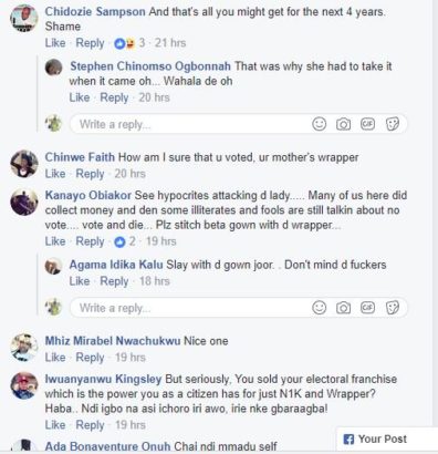 For Voting in Anambra, Lady Displays Wrapper and N1000 Note She Got [Photos]