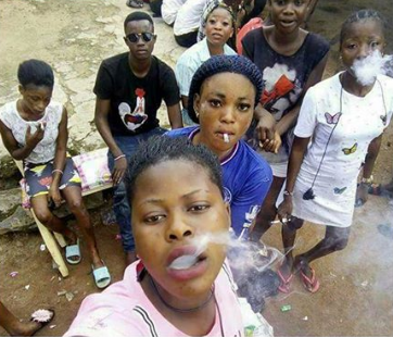 photo of Young less concerned Nigerian Girls Smoking Weed 
