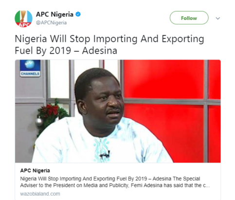 ‘Nigeria Will Stop Importing and Exporting Fuel by 2019’ – Femi Adesina Reveals and Nigerians React