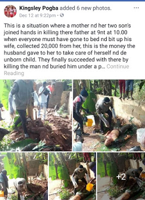 SHOCKER!!!Woman And Sons Kill Her Husband, Bury Him Under A Tree In South Eastern State[Graphic Photos]