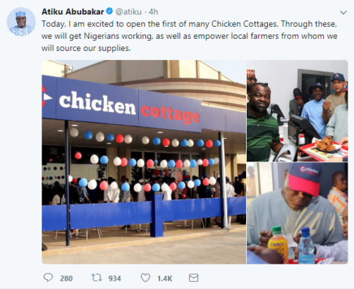 Ex-VP, Atiku Opens Chicken Cottages Across The Country To Create Jobs And Empower Local Farmers [Photos]