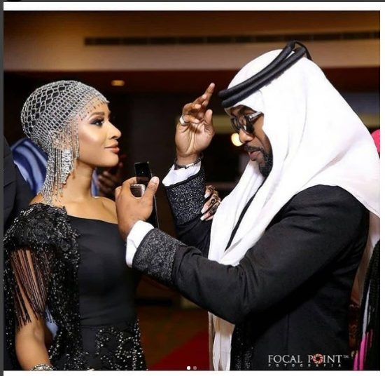 Closer Look at Banky W And Adesua Etomi’s ‘Arabian’ Inspired Look At ‘The Wedding Party 2’ Premiere 