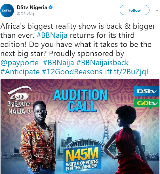 Just In: N45m Worth Of Prizes To Be Won By Winner As Audition Begins For The 3rd Edition Of Big Brother Naija [Details]