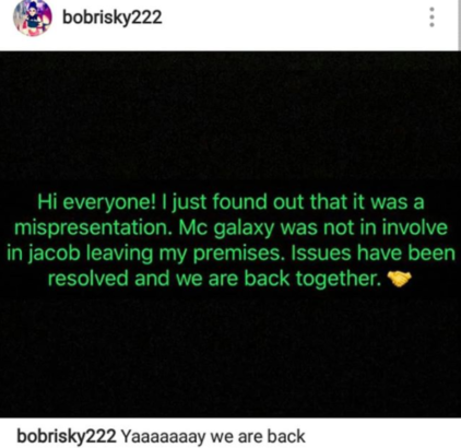 After Weeks Of Calling Each Other Out Bobrisky And Mc Galaxy Resolve Their Issues, Become Friends Again