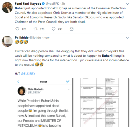 President Buhari Reportedly Appointed 3 Dead People Not 1 Into Agencies And Boards, FFK And Other Nigerians Reacts