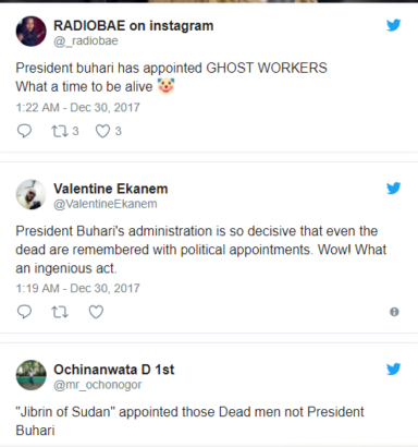 President Buhari Reportedly Appointed 3 Dead People Not 1 Into Agencies And Boards, FFK And Other Nigerians Reacts