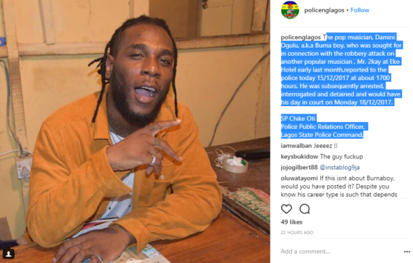 Finally, Burna Boy Arrested and Detained For Reportedly Assaulting Mr 2Kay