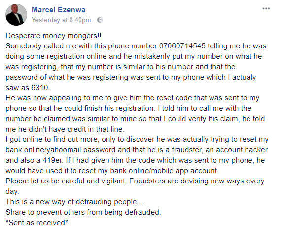 Man Who Almost Fell Victim Exposes New Method Scammers Have Devised To Steal Money From People’s Bank Account