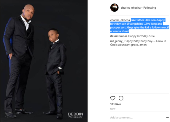 Actor Charles Okocha AKA Igwe Tupac,  Celebrates Son’s Birthday [Photos]
