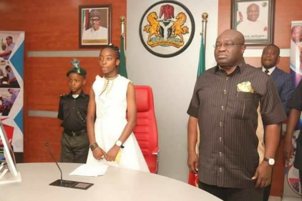 Governor Okezie Ikpeazu hands over to 14-yr-Old girl as Abia Governor [Photos]
