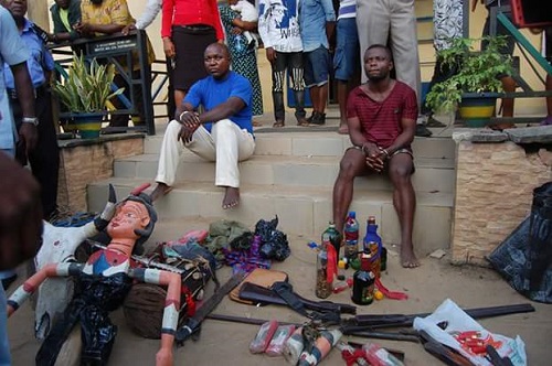 Men Of Akwa Ibom Police Arrests 67 Cult Members, Members Of Notorious Armed Robbery Syndicate, Recovers Fetish Items, Arms And Ammunition