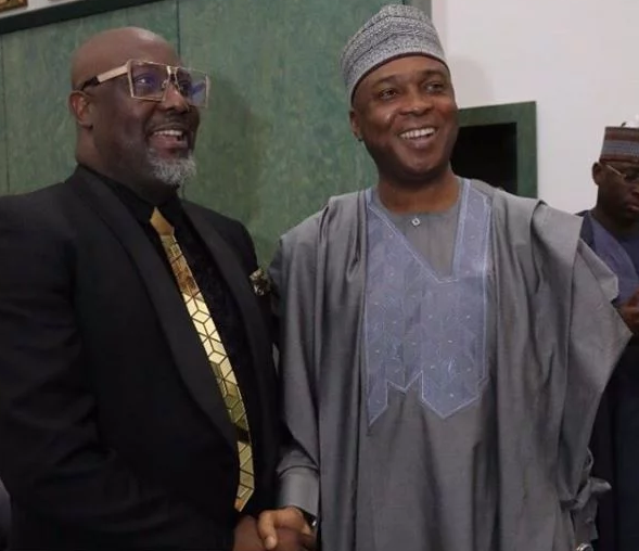 Check Out Senator Dino Melaye's Gold Tie To Senator Saraki's Daughter's Wedding In Abuja [Photos]