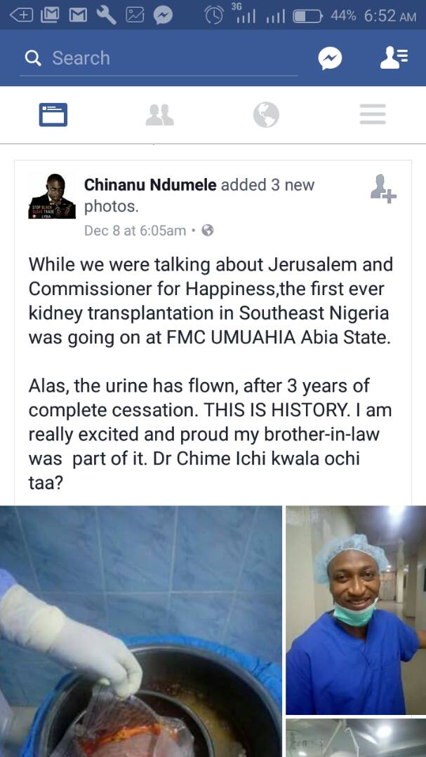 First Ever Successful Kidney Transplant In South East Took Place Yesterday At Popular South Eastern State [Photos]