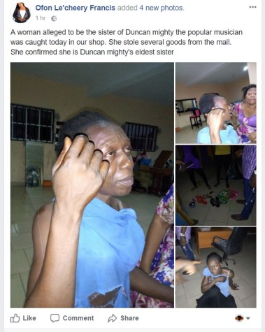 Woman Claimed To Be Duncan Mighty’s Eldest Sister, Nabbed For Stealing At A Mall In Port Harcourt [Photos]