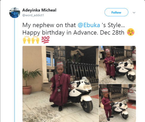 Little Boy Slays In Ebuka’s Famous Agbada On His Birthday