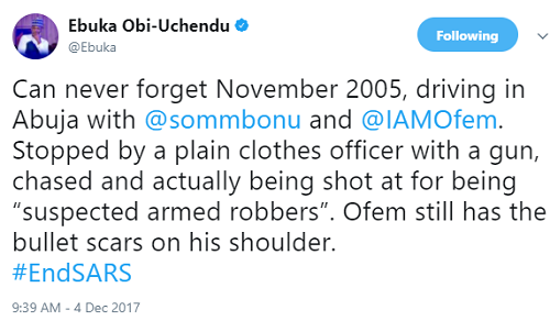 #EndSARS: Ebuka Obi-Uchendu Narrates His Horrible Experience with Plain-Clothes Police Men In 2005