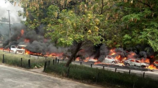 Tears!!!20 Vehicles Burnt To Ashes As Fuel Tanker Explodes In FESTAC Town Lagos [Photos]
