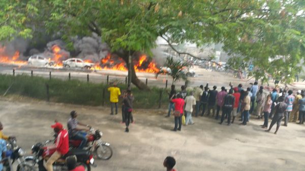 Tears!!!20 Vehicles Burnt To Ashes As Fuel Tanker Explodes In FESTAC Town Lagos [Photos]