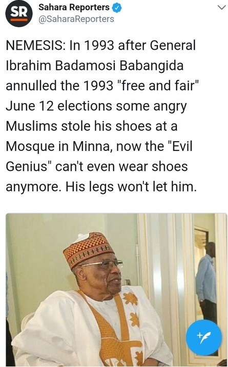 Babangida Can't Wear Shoes Anymore. Nemesis Catches Up With The Evil Genius - SR
