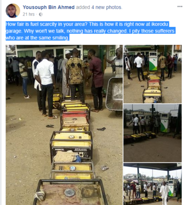 #FuelScarcity: Generator Owners Queue with Their Generators At Filling Station In Ikorodu