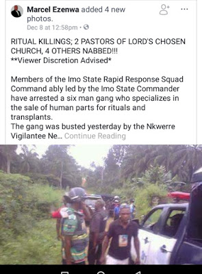 2 Lord’s Chosen Pastors Allegedly Arrested for Ritual Killing In Imo State