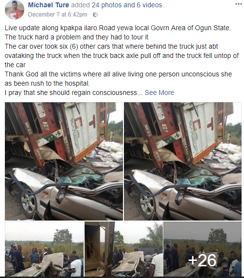 Tears Of Joy As 4 People Miraculously Crawls Out Alive From Car After Truck Fell On It In Top Western State [Photos]
