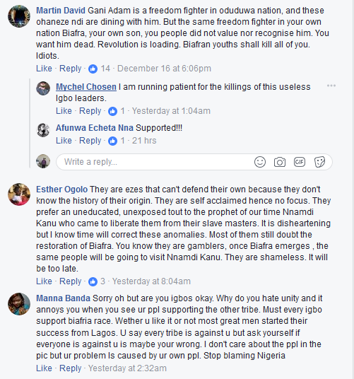 Outrage As Igbo Leaders Pay Homage To OPC Leader, Gani Adams In Lagos [Photos]