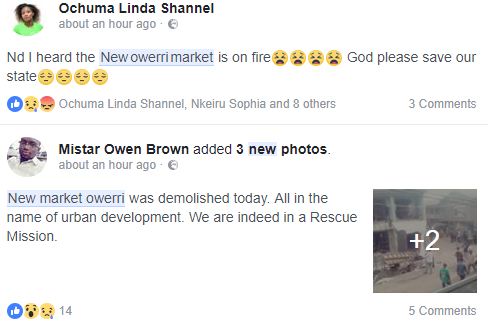 New Market Owerri Mysteriously Set Ablaze, After Confrontation Between Gov. Rochas And Market People [Photos]