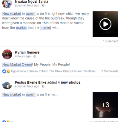 New Market Owerri Mysteriously Set Ablaze, After Confrontation Between Gov. Rochas And Market People [Photos]