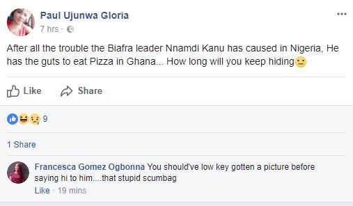 Nnamdi Kanu Reportedly Spotted In Ghana, Buying Pizza