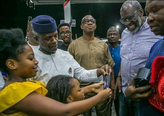 Fuel Scarcity Latest: Vice President Yemi Osibanjo Spotted Selling Fuel in Lagos [Photos]