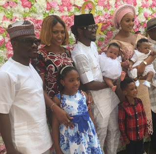 Peter Okoye Missing As Twin Brother Paul And Wife Dedicate Twins To God