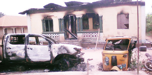 Suspected Armed Robbers/Drug Dealers Burn Down Police Station In Abia