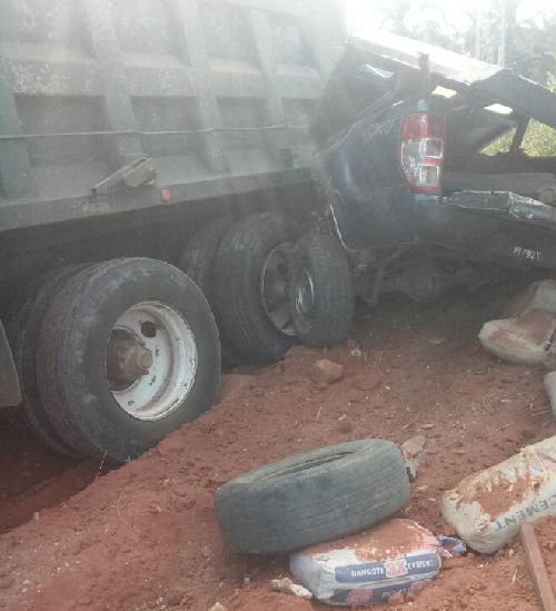Police Escape Death As Truck Crash Into Vehicle At Checkpoint 