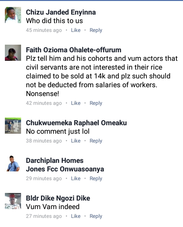 Gov. Okorocha Shares ‘Cultivated and Made in Imo Rice’, Nigerians React Negatively [Photos]