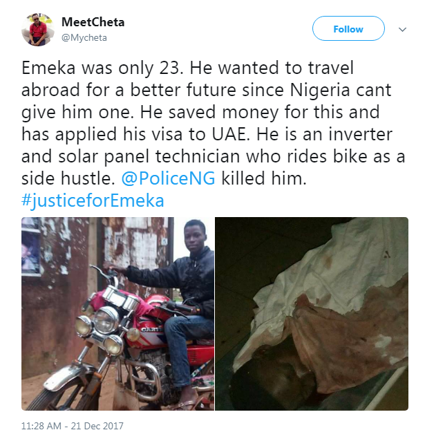 Nigerian Man Killed By Police While Driving His Motorbike In Anambra [Photos]