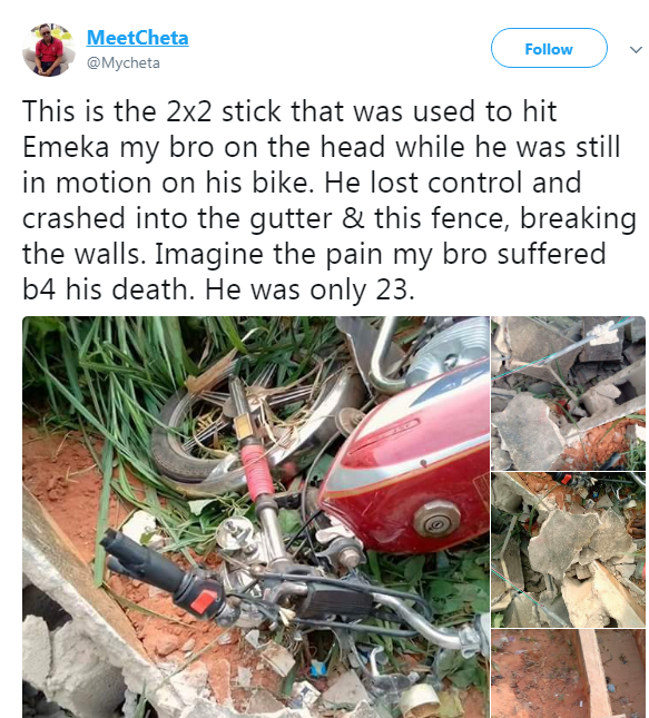 Nigerian Man Killed By Police While Driving His Motorbike In Anambra [Photos]