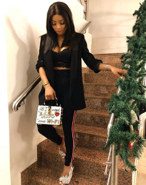 Toke Makinwa Flashes Boobs In Lingerie Top