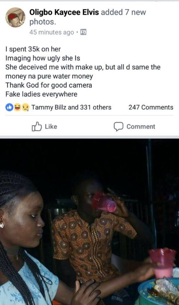 Nigerian Guy Cries Out After Spending N35k On Girl Who ‘Deceived’ Him with Makeup