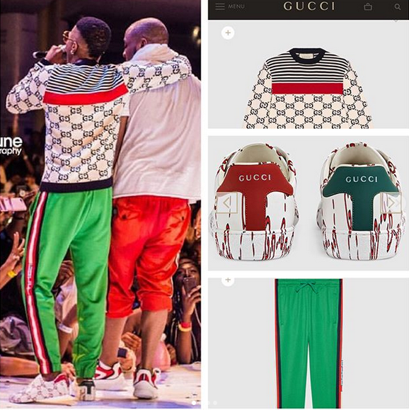 Check Out Prices For The Full Gucci Outfit Wizkid Wore To Davido’s Concert