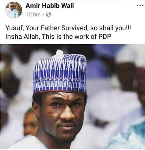 Yusuf Buhari Bike Crash: Muslim Man Reacts to Yusuf Bihari’s Ill Health, Blames PDP