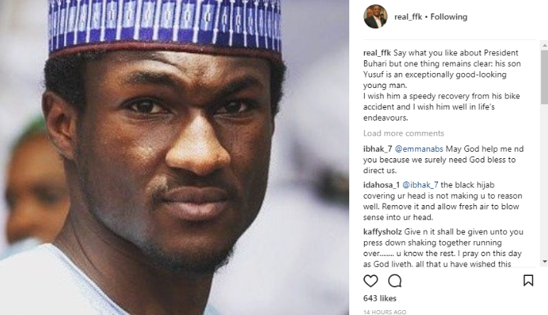 FFK Wishes Yusuf Buhari Speedy Recovery After His Horror Bike Accident