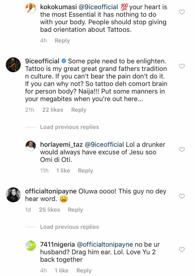 At 38 Years Old, 9ice Gets New Tattoos and Toni Payne Has This to Say About It