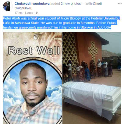 Tears Flows Like A River!!!!Final Year Student Of Microbiology Killed By Herdsmen Buried In Benue State