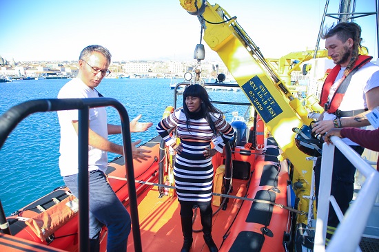 Stephanie Linus Visits The Rescue Ship “Aquarius” In Italy As She Advocates Against Human Trafficking [photos]