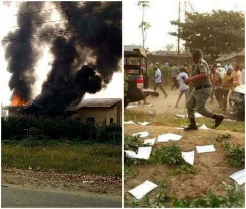 INEC Office In Delta State Set On Ablaze As Thugs Hijack Electoral Material 